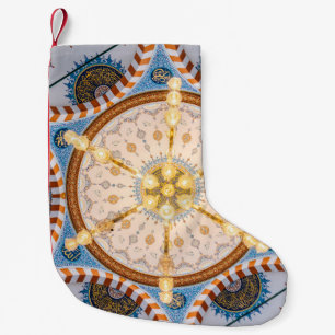 Meia De Natal Pequena Design de teto amarelo, azul e amarelo
