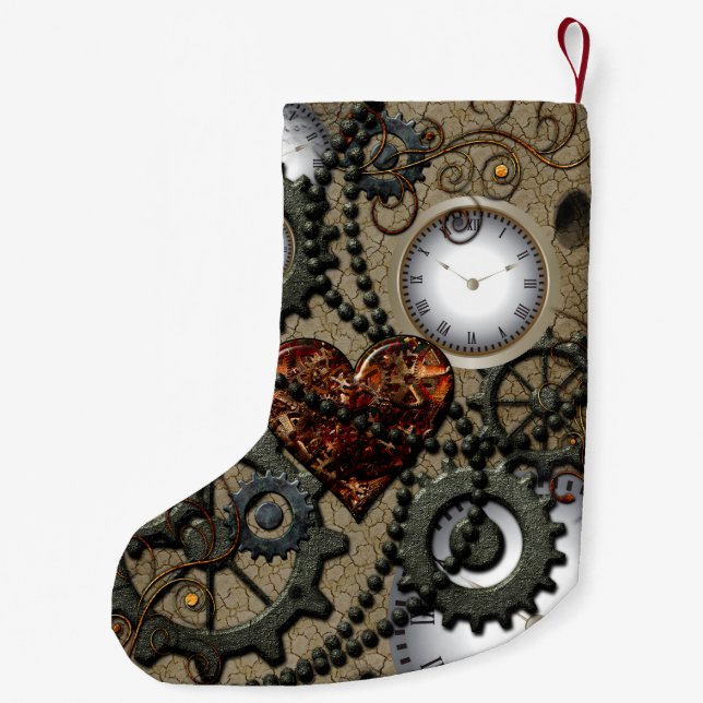 Meia De Natal Pequena Design mecânico abstrato (Verso)