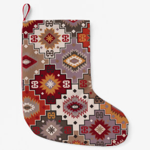 Meia De Natal Pequena Design original de tapete persa, textura tribal. E