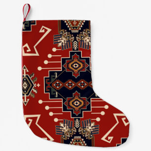 Meia De Natal Pequena Design Ornamental Rug: Vintage Geométrico.