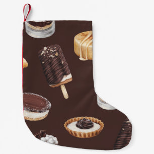 Meia De Natal Pequena Desserts Deliciosos: Padrão de Desenho de Comida