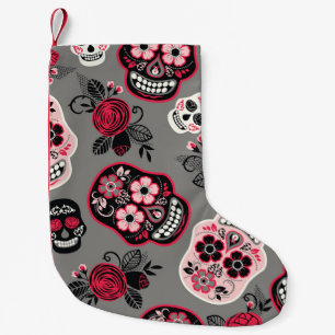 Meia De Natal Pequena Dia de los Muertos: Padrão Vintage