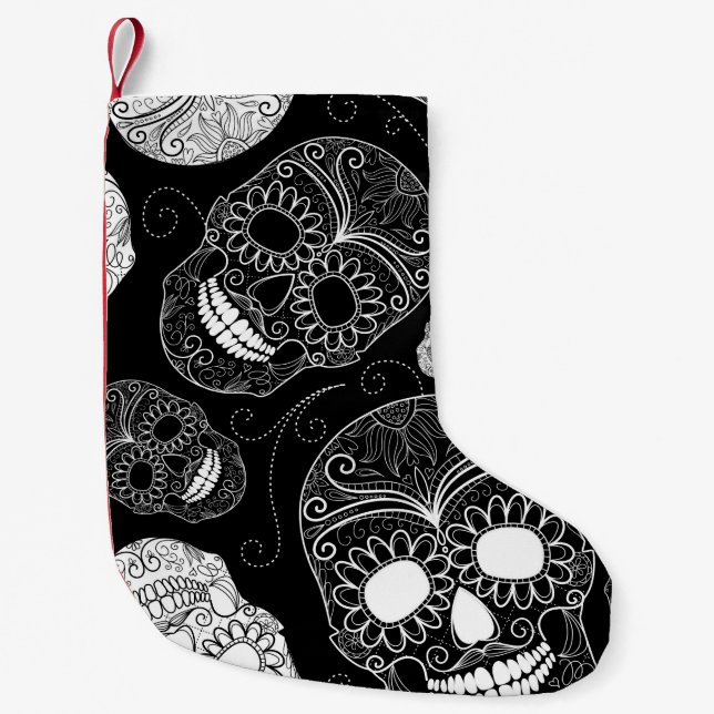 Meia De Natal Pequena Dia do preto & do branco inoperantes da arte do (Frente)