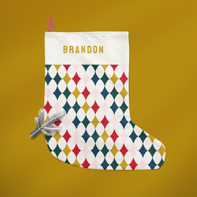 Meia De Natal Pequena Diamante colorido retrô simples (Criador carregado)