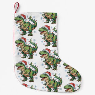 Meia De Natal Pequena Dinossauro de Natal T Rex Luzes Feliz Natal Papai