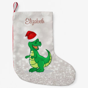 Meia De Natal Pequena Dinossauro Fofo Com Chapéu De Papai Noel, Bokeh Br