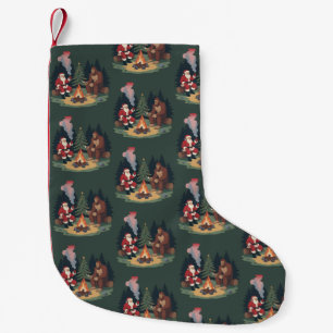 Meia De Natal Pequena Divertido Bigfoot Natal Papai Noel Sasquatch Acamp