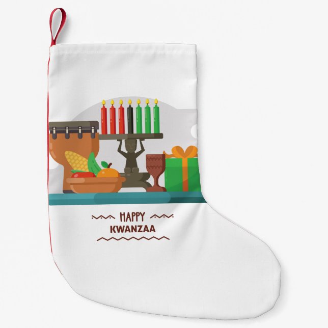 Meia De Natal Pequena doação feliz de presentes kwanzaa (Frente)