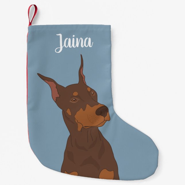 Meia De Natal Pequena Doberman Pinscher de Natal (Frente)