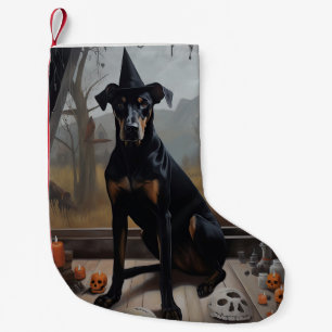 Meia De Natal Pequena Doberman Pumpkins Halloween Scary