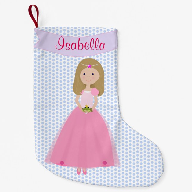Meia De Natal Pequena Doce Blonde Hair Princesa Personalizada Stocks (Frente)