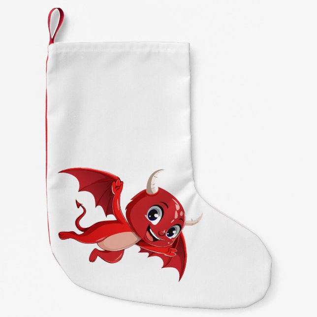 Meia De Natal Pequena Doce diabo voador de desenho animado (Frente)