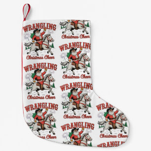 Meia De Natal Pequena Domando o Espírito Natalino Cowboy Papai Noel País