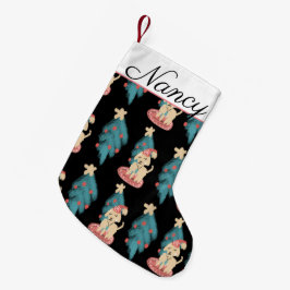 Meia De Natal Pequena Doodles de Quadro de Natal Moderno | Cães