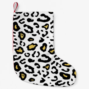 Meia De Natal Pequena Dourada impressão leopardo, padrão perfeito.
