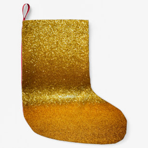 Meia De Natal Pequena Douradas luzes brilhantes, textura de natais vinta