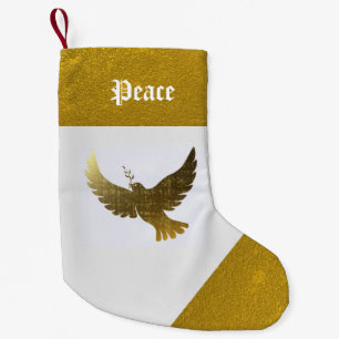 Meia De Natal Pequena Dove ouro da Paz