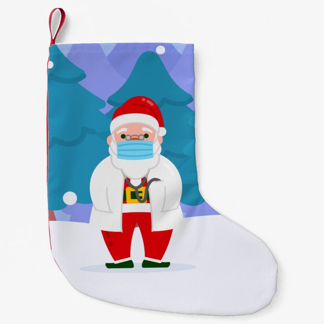 Meia De Natal Pequena dr santa claus covid natal face mask médico (Frente)