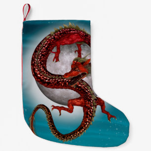 Meia De Natal Pequena Dragão Vermelho Oriental - Criatura de Fantasia Mí