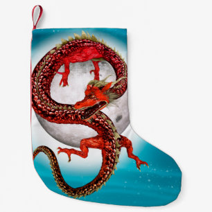 Meia De Natal Pequena Dragão Vermelho Oriental - Criatura de Fantasia Mí