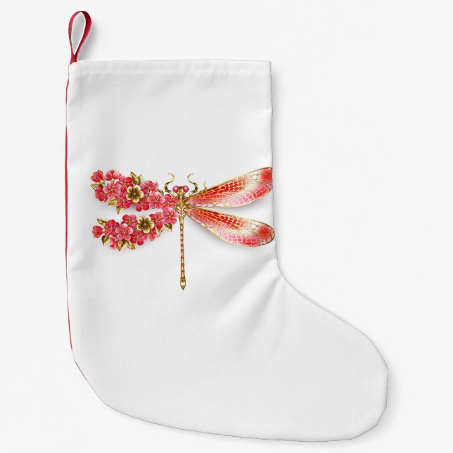Meia De Natal Pequena Dragonfly com joalheria sakura (Frente)