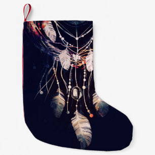 Meia De Natal Pequena Dreamcatcher, galhos, estilo boho, arte digital.