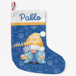 Meia De Natal Pequena Dreidel Candles Chanucah Blue Judiasm Star