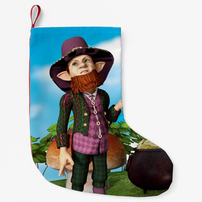 Meia De Natal Pequena Duende Irlandês (Frente)
