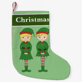 Meia De Natal Pequena Duendes de Natal Verde