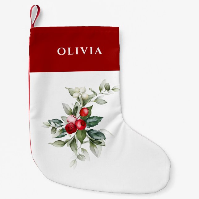 Meia De Natal Pequena Elegant Holly (Frente)