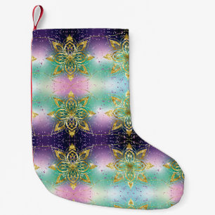 Meia De Natal Pequena Elegante, cor-de-rosa, feriado roxo, estrelas de f