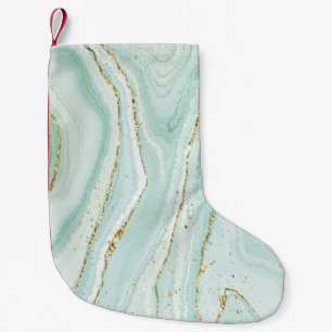 Meia De Natal Pequena elegante design de mármore líquido pintado à mão c