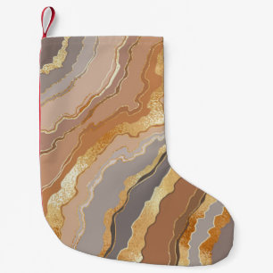 Meia De Natal Pequena Elegante Dourado Marble: Fundo Estilizado.