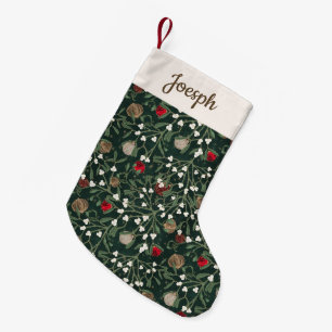 Meia De Natal Pequena Elegante e Única Festiva Espinheiro Verde Botânico