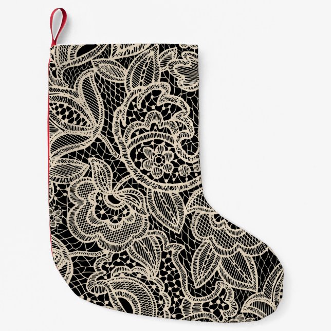Meia De Natal Pequena Elegante Lace Seamless Pattern Design (Frente)
