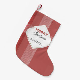 Meia De Natal Pequena Elegante Natal Feliz Tartan Borgonha