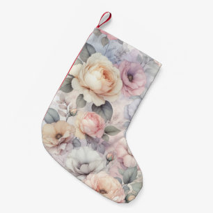 Meia De Natal Pequena Elegantes Flores de Rosa