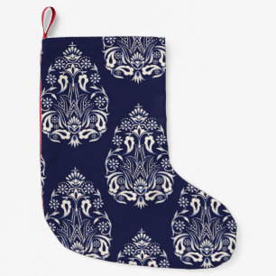 Meia De Natal Pequena elemento de padrão uniforme damasco azul