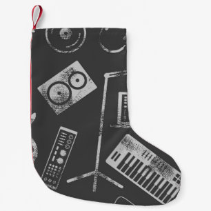Meia De Natal Pequena Elementos de música: vintage com tela de fundo con