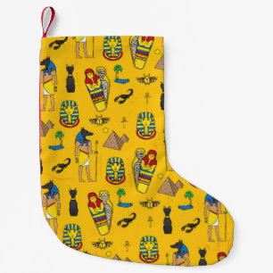 Meia De Natal Pequena Elementos egípcios, Anubis, padrão das pirâmides.