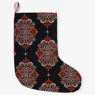 Meia De Natal Pequena Elementos paisley asiáticos, padrão de vintage boh
