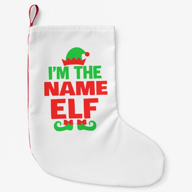 Meia De Natal Pequena Elfo de Natal Personalizado (Frente)