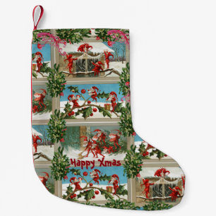 MEIA DE NATAL PEQUENA ELVES DE NATAL VERMELHO ENGRAÇADOS,HOLLYBERRIES,M