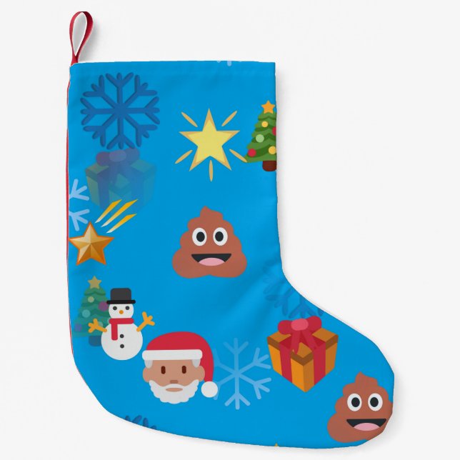 Meia De Natal Pequena emoji poop christmas stock (Frente)