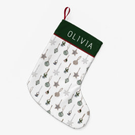 Meia De Natal Pequena Enfeites de Natal Rústicos Nome Personalizado