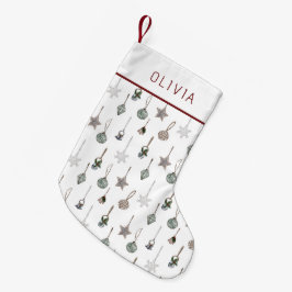 Meia De Natal Pequena Enfeites de Natal Rústicos Nome Personalizado
