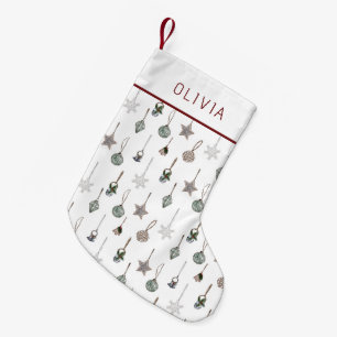 Meia De Natal Pequena Enfeites de Natal Rústicos Nome Personalizado