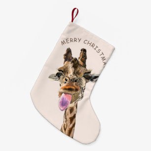 Meia De Natal Pequena Engraçado Girafa, língua para fora e Piscar os o