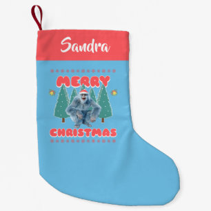 Meia De Natal Pequena Engraçado Yeti - Feliz Natal Personalizado