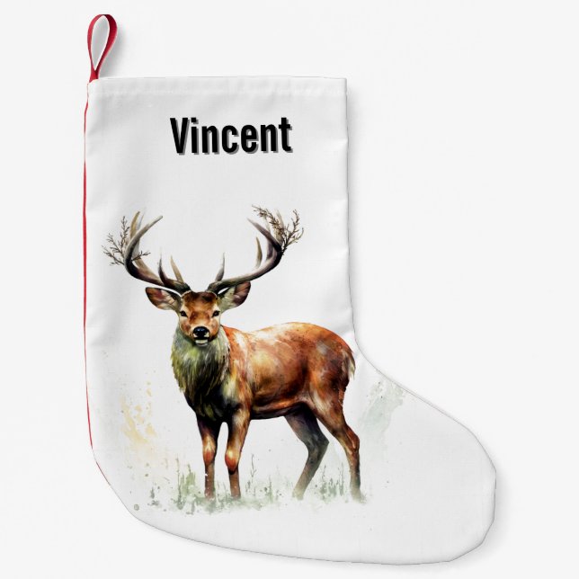 Meia De Natal Pequena Enorme Deer (Frente)